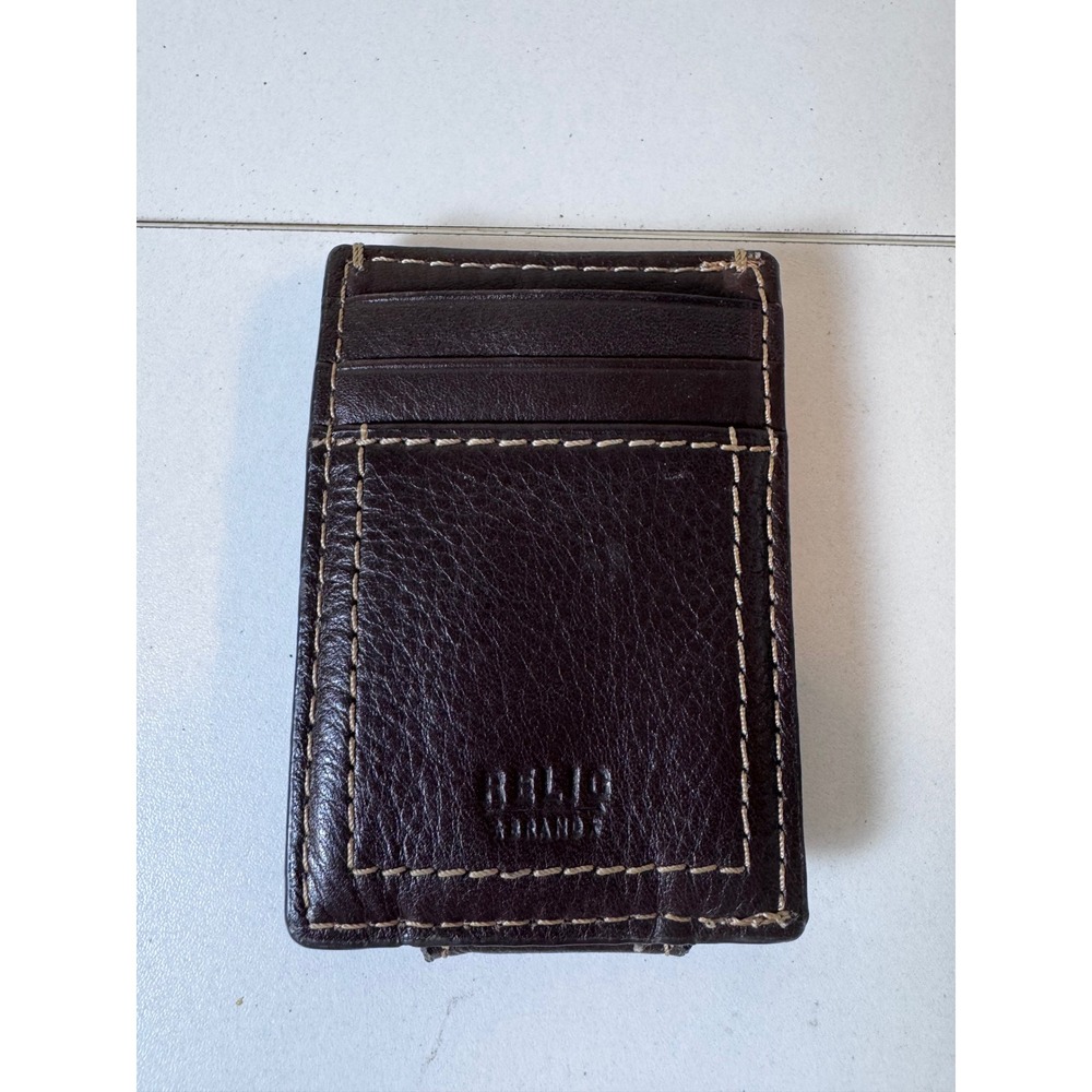 Leather Money Clip Wallet Mens Brown Minimalist Slim Rugged Card Holder Western